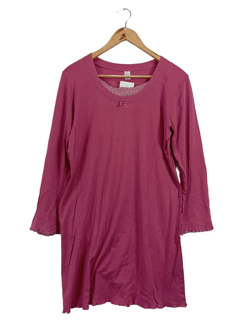 Calida Damen Nachthemd Pink Gr. 36/S Feminin Baumwolle Langarm 1