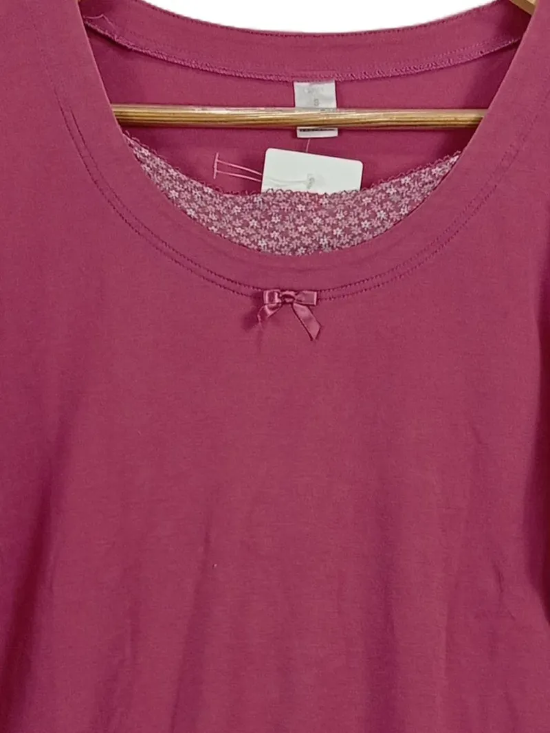 Calida Damen Nachthemd Pink Gr. 36/S Feminin Baumwolle Langarm 2