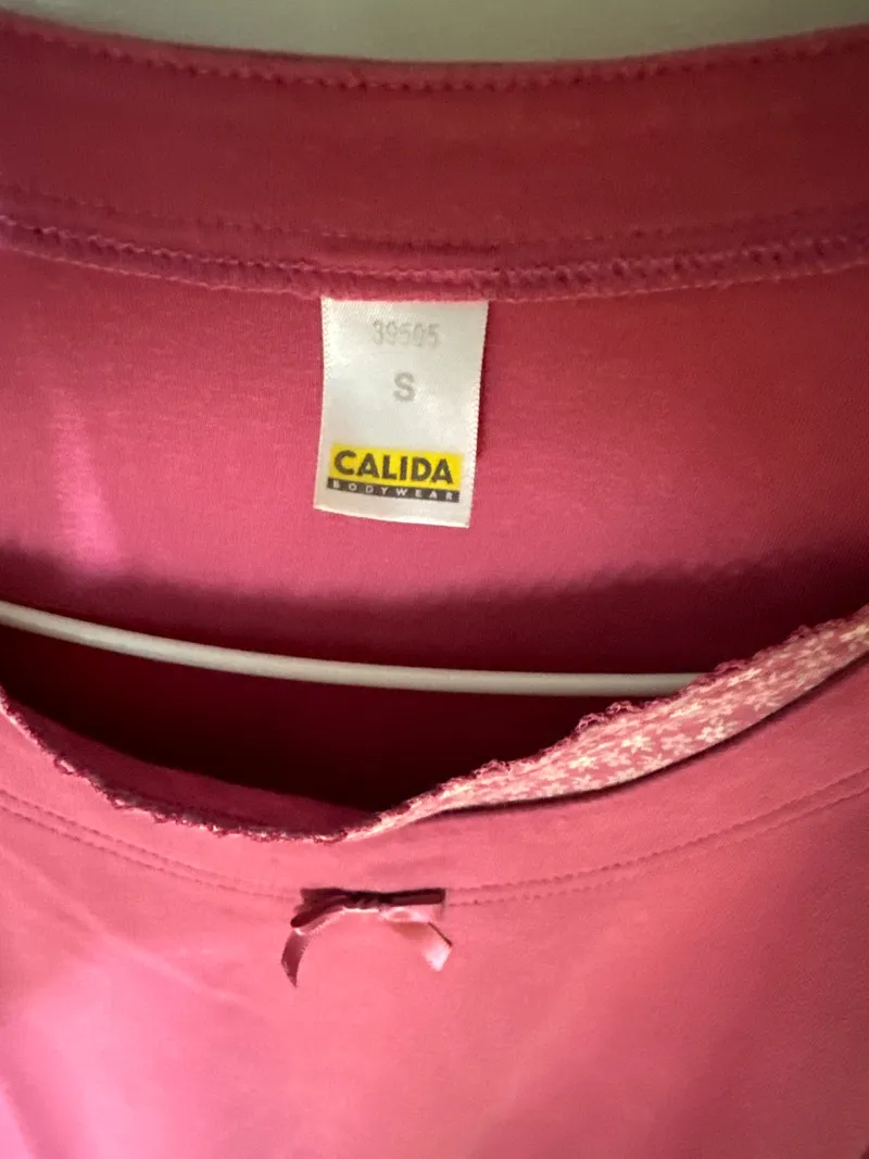 Calida Damen Nachthemd Pink Gr. 36/S Feminin Baumwolle Langarm 4