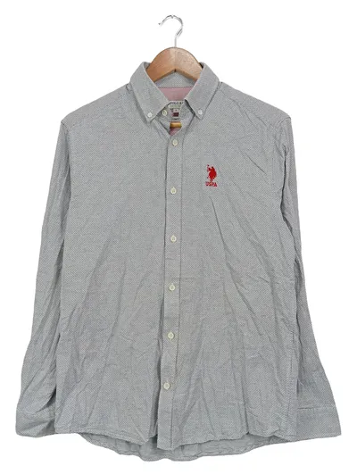 U.S. Polo Assn. Herren Business Hemd Langarm Strukturmuster Weiß Gr. 46/S