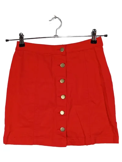 PrettyLittleThing Damen A-Linienrock Rot Gr. 38 Knopfleiste Baumwolle