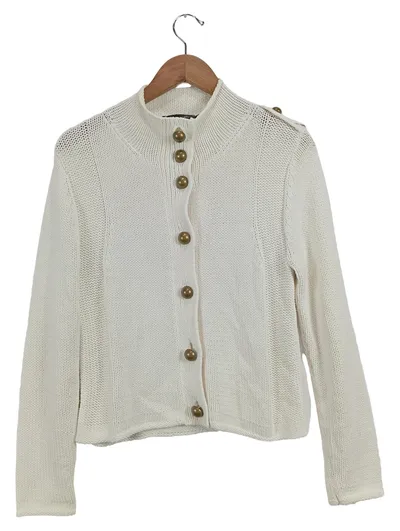 Passport Damen Strickjacke Gr. 36/S Weiß Klassisch mit Knöpfen