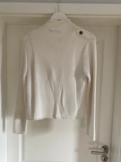 Passport Damen Strickjacke Gr. 36/S Weiß Klassisch mit Knöpfen
