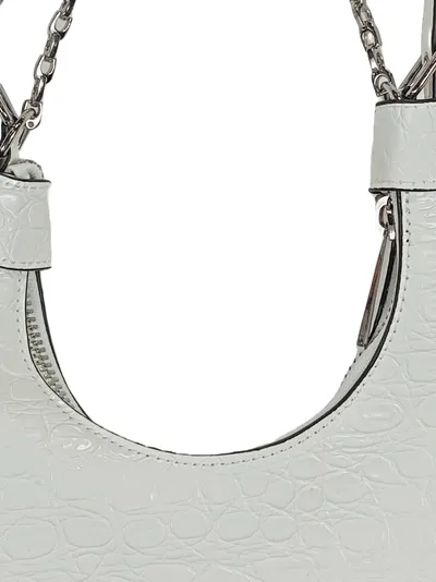 Topshop Damen Henkeltasche Weiß Kroko-Optik Kette Modern Halbmond