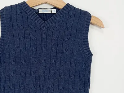 Feetje Pullunder Jungen Gr. 80 Blau Zopfstrick Baumwolle