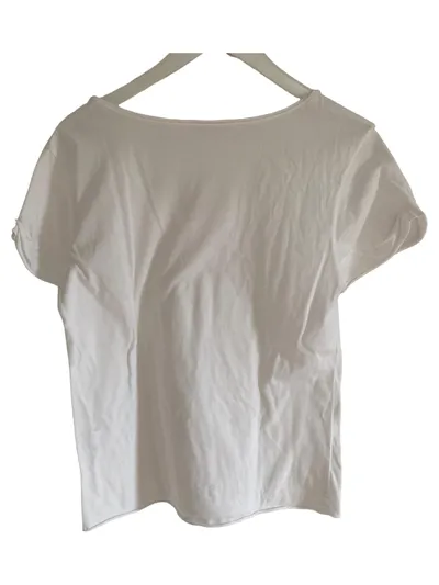 V. Milano Damen T-Shirt Gr. 38;M Weiß Casual mit Strass Brusttasche