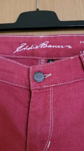 Eddie Bauer Damen Stoffhose Modern Fit Gr. 42 Rot Stretch Jeans