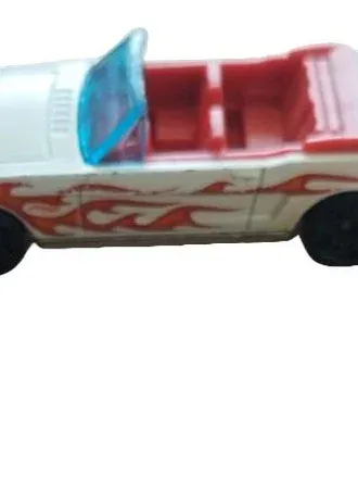 Hot Wheels Ford Mustang Convertible Spielzeugauto Weiß Flammen Metall