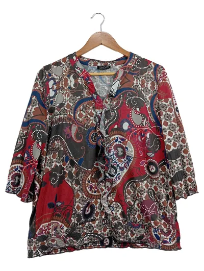 Taifun Damen Bluse Gr. 44 Mehrfarbig Paisley Bohemian