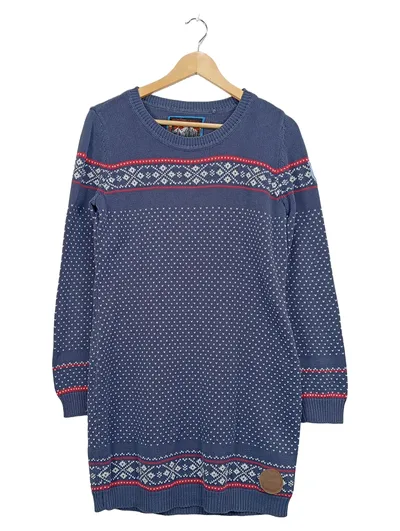 KangaROOS Damen Strickpullover Norwegermuster Blau Gr. 40/42 Baumwolle