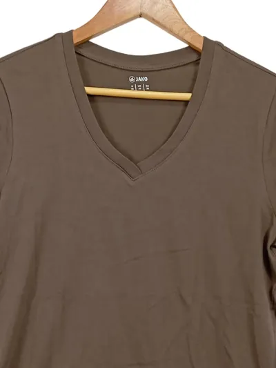 JAKO Damen Basic T-Shirt Kurzarm Baumwolle Braun Gr. 38 Freizeit Sport