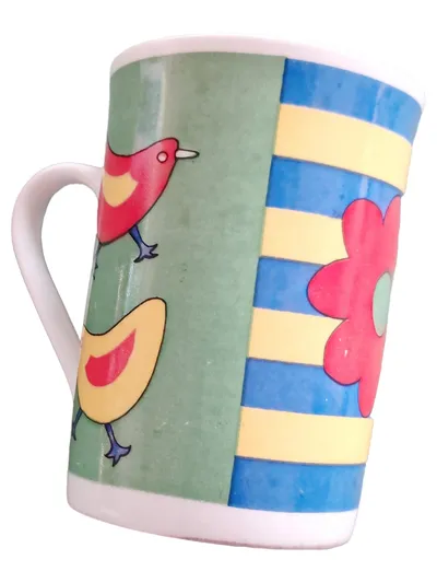 Dadoos Tasse Vogel Blumen Motiv Mehrfarbig Porzellan 7 cm