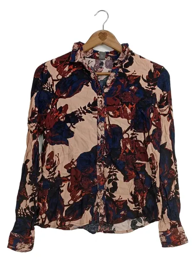 Y.A.S Damen Bluse Blumenmuster Langarm Viskose Gr. XS Mehrfarbig Boho