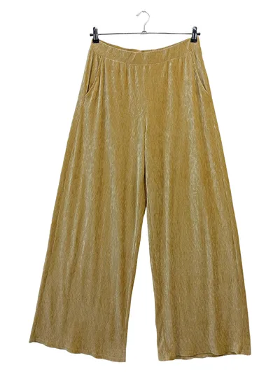 EDITED Damen Stoffhose Gr. 42% Beige Modisch Plissee Weite Hose