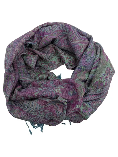 Bijou Brigitte Schal Lila Paisley Muster Viskose Fransen Bohemian 206x70cm