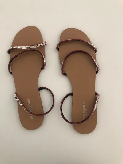 Glamorous Damen Sandalen Gr. 40 Beige Strass Riemchensandalen Party Elegant