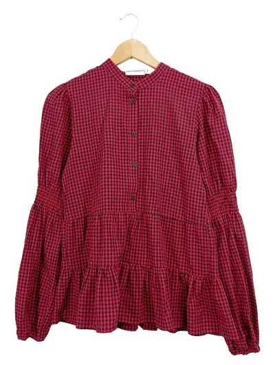 MOVES Damen Bluse kariert Rot Gr. 36/S Casual Langarm