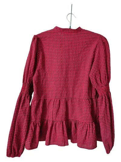 MOVES Damen Bluse kariert Rot Gr. 36/S Casual Langarm