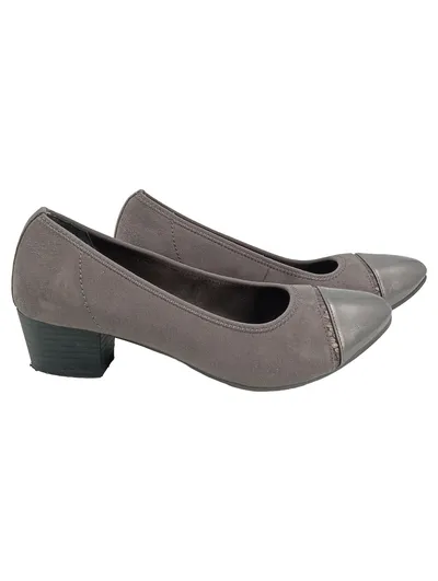 Jana Pumps Damen Elegant Blockabsatz Metallic Zehenkappe Grau Gr. 38