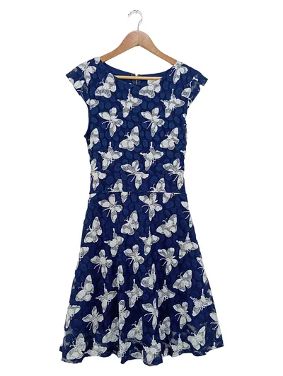 Apricot Sommerkleid Damen Gr. S/36 Blau Schmetterling Muster