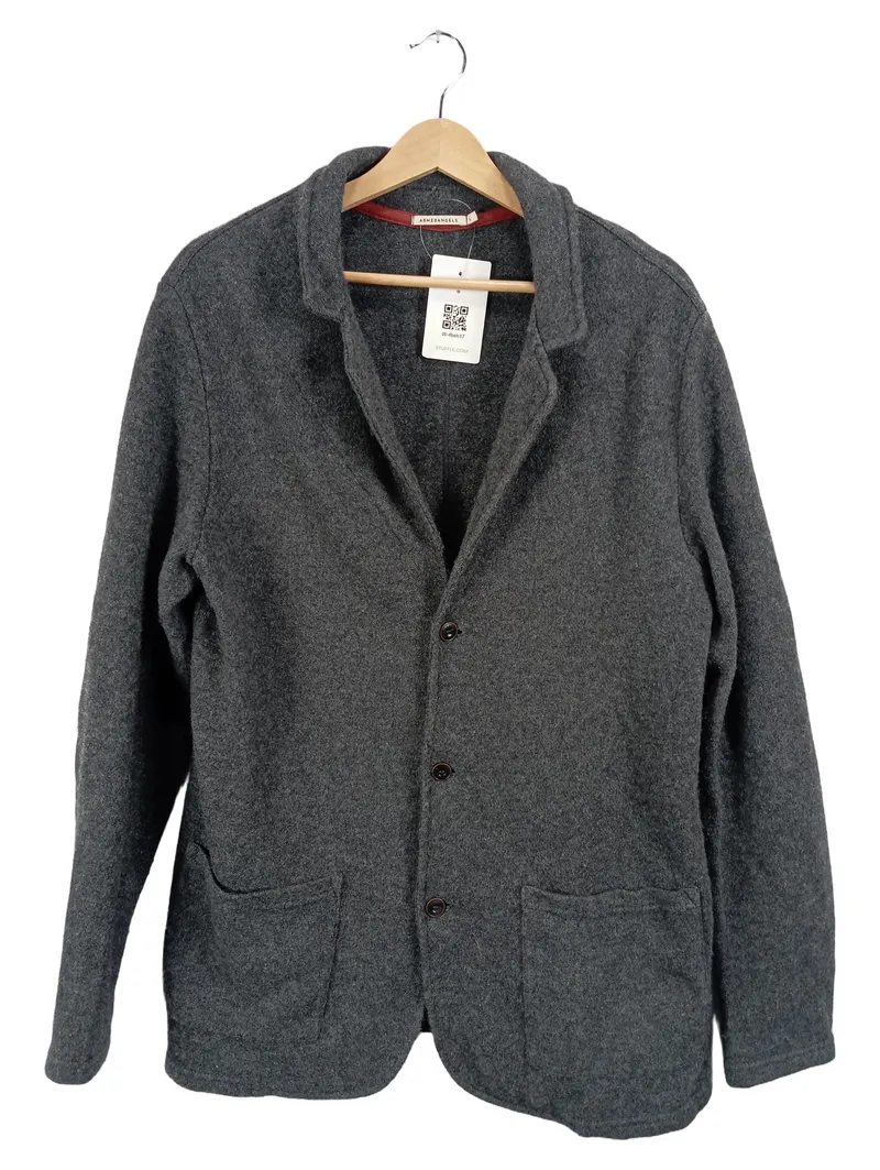ARMEDANGELS Herren Sakko Strickblazer Wolle Baumwolle Grau Gr. L 1