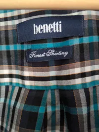 Benetti Herren Freizeithemd Kariert Gr. M Blau Türkis Baumwolle Langarm 4