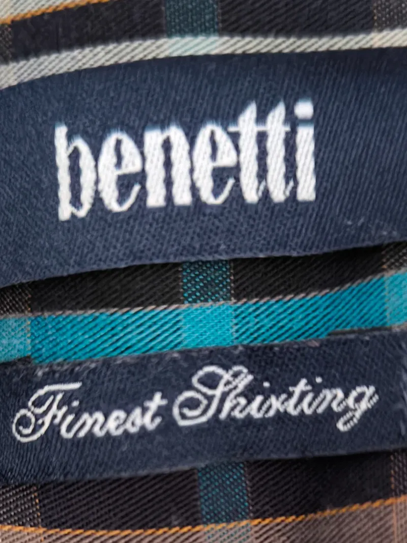 Benetti Herren Freizeithemd Kariert Gr. M Blau Türkis Baumwolle Langarm 5