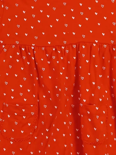 Liegelind Mädchen Freizeitkleid Gr. 86 Rot Herzmuster Baumwolle