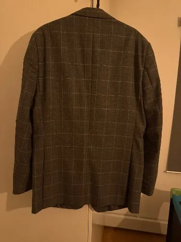 Romeo Herren Sakko Gr. 98 Grau Kariert Business Jacke Wolle