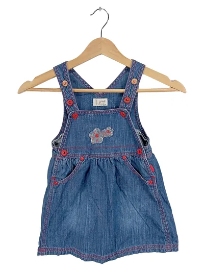 Fixoni Jeans Latzkleid Mädchen Blau Gr. 92 Applikationen Baumwolle