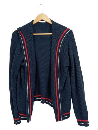 EDC Herren Strickjacke S Blau Casual Baumwolle Kapuze