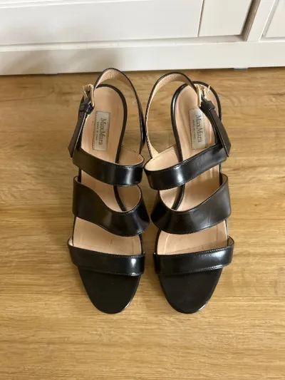 MaxMara Elegante Sandaletten Damen Schuhe Schwarz Gr. 36