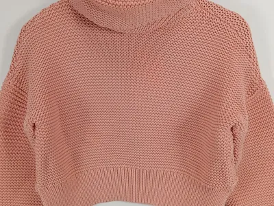 someday. Damen Strickpullover Rollkragen Cropped Rippstrick Rosa Gr. 36/S
