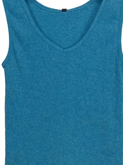 One Love by Colloseum Damen Tanktop XXL Petrol Basic Rippstrick