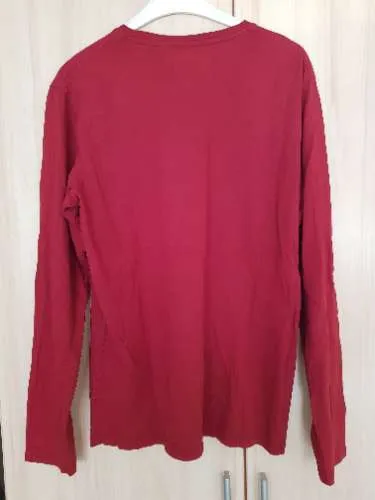 EDC Herren Langarmshirt Rot Gr. 50/L Casual Baumwolle Print