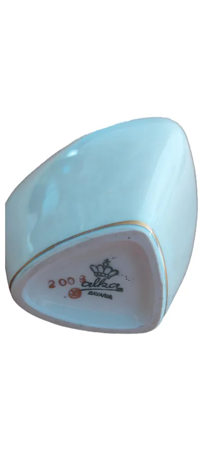 Alka Krug Vase Porzellan Vintage Blau Golddekor 750ml