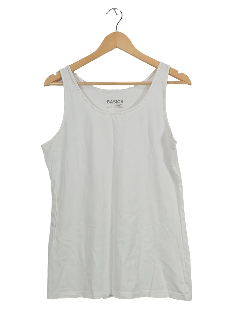 Basics Damen Unterhemd Tank Top Weiß Gr. L Baumwolle Ärmellos 1
