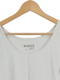 Basics Damen Unterhemd Tank Top Weiß Gr. L Baumwolle Ärmellos 3