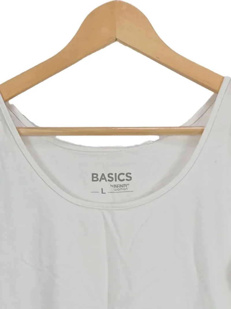 Basics Damen Unterhemd Tank Top Weiß Gr. L Baumwolle Ärmellos 3