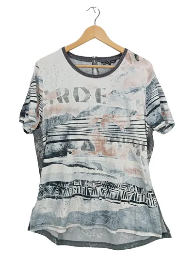 Christian Materne Damen T-Shirt Gr. 44 Mehrfarbig Abstrakt Spitze