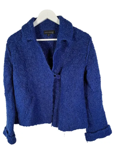 Evelin Brandt Berlin Strickjacke Damen Gr. 38 Blau Wolle Alpaka Mohair