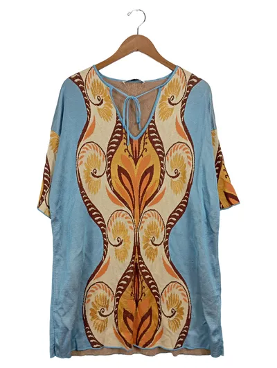 ZARA Damen Strickpullover S Mehrfarbig Bohemian Print Viskose