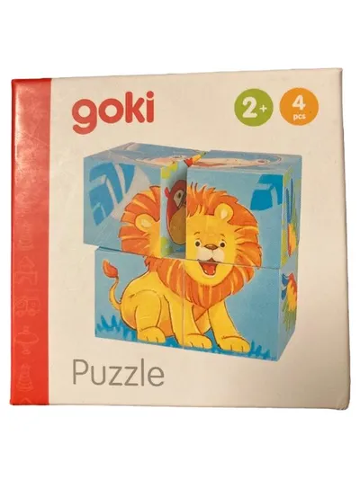 Goki Würfelpuzzle 4 Teile Holz Tiere Löwe Kinder ab 2 Jahren