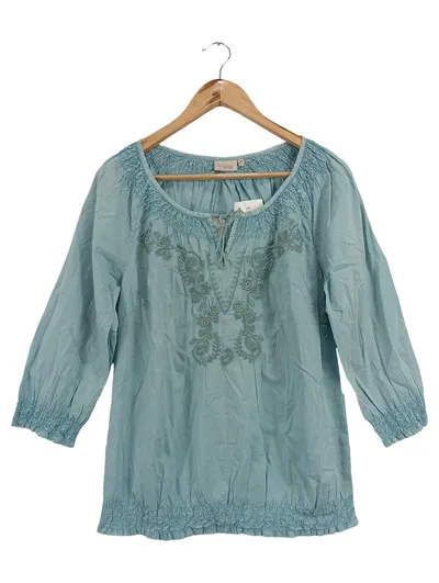 BON'A PARTE Damen Bluse Gr. 38;M Blau Stickerei Bohemian