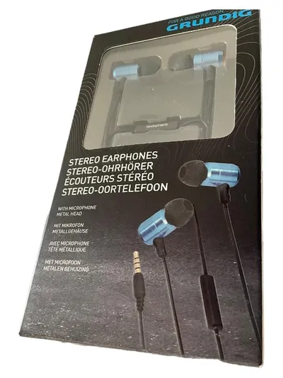 Grundig Stereo In-Ear Kopfhörer mit Mikrofon Blau kabelgebunden Ohrhörer