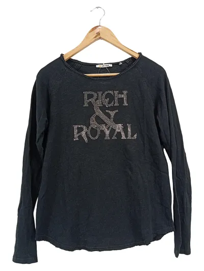 Rich & Royal Damen Langarmshirt Schwarz Gr. N Streetwear Shirt mit Strass