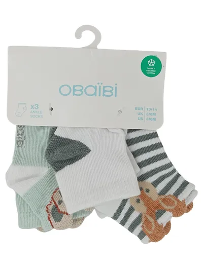 OBAÏBI Baby Socken Füßlinge 3er Set Gr. 68 Mehrfarbig