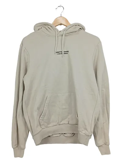 Pier One Herren Kapuzenpullover Hoodie Beige S Schriftzug Baumwolle Freizeit
