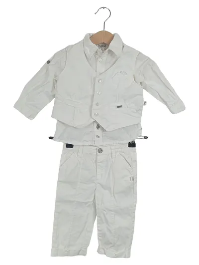 KANZ Jungen Anzug Set Hemd Weste Hose Gr. 68 Weiß Klassisch