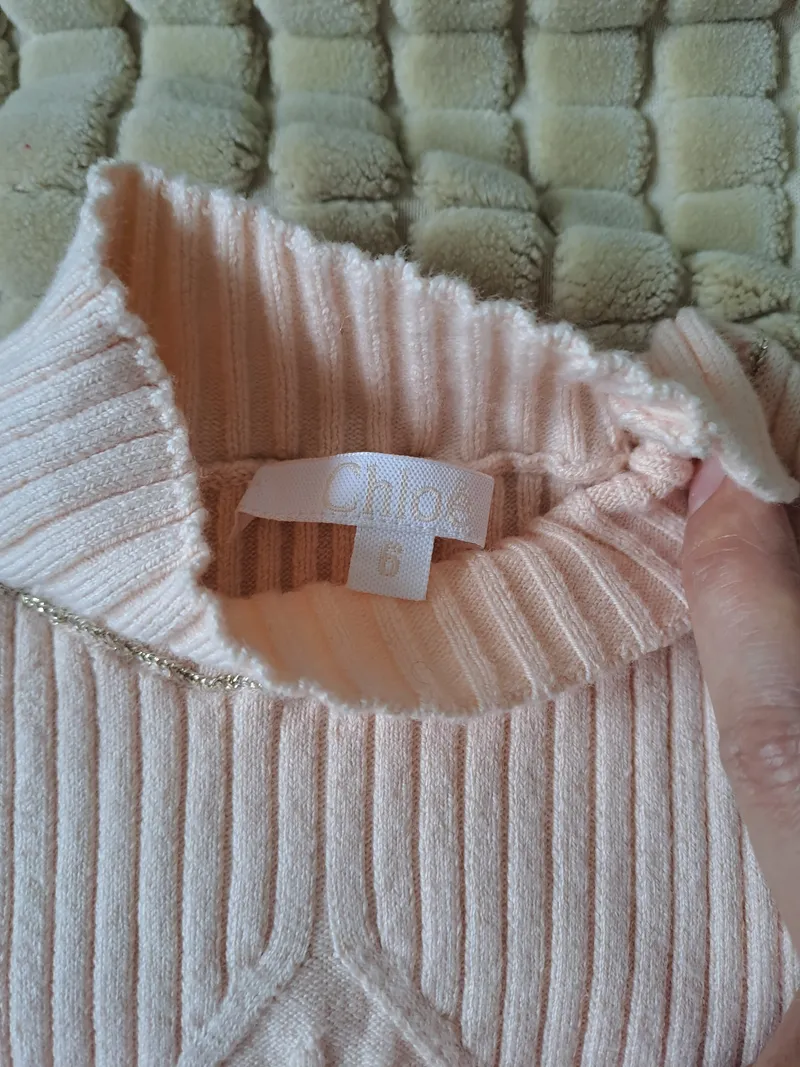 Chloé Kinder Rippstrick Pullover Gr. 122 Rosa Langarm 5